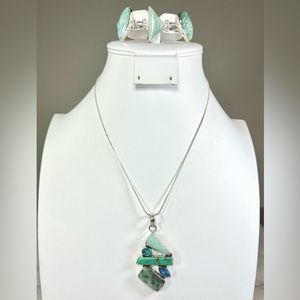 Colors of Amazonite 925 Gemstone Pendant & Bracelet